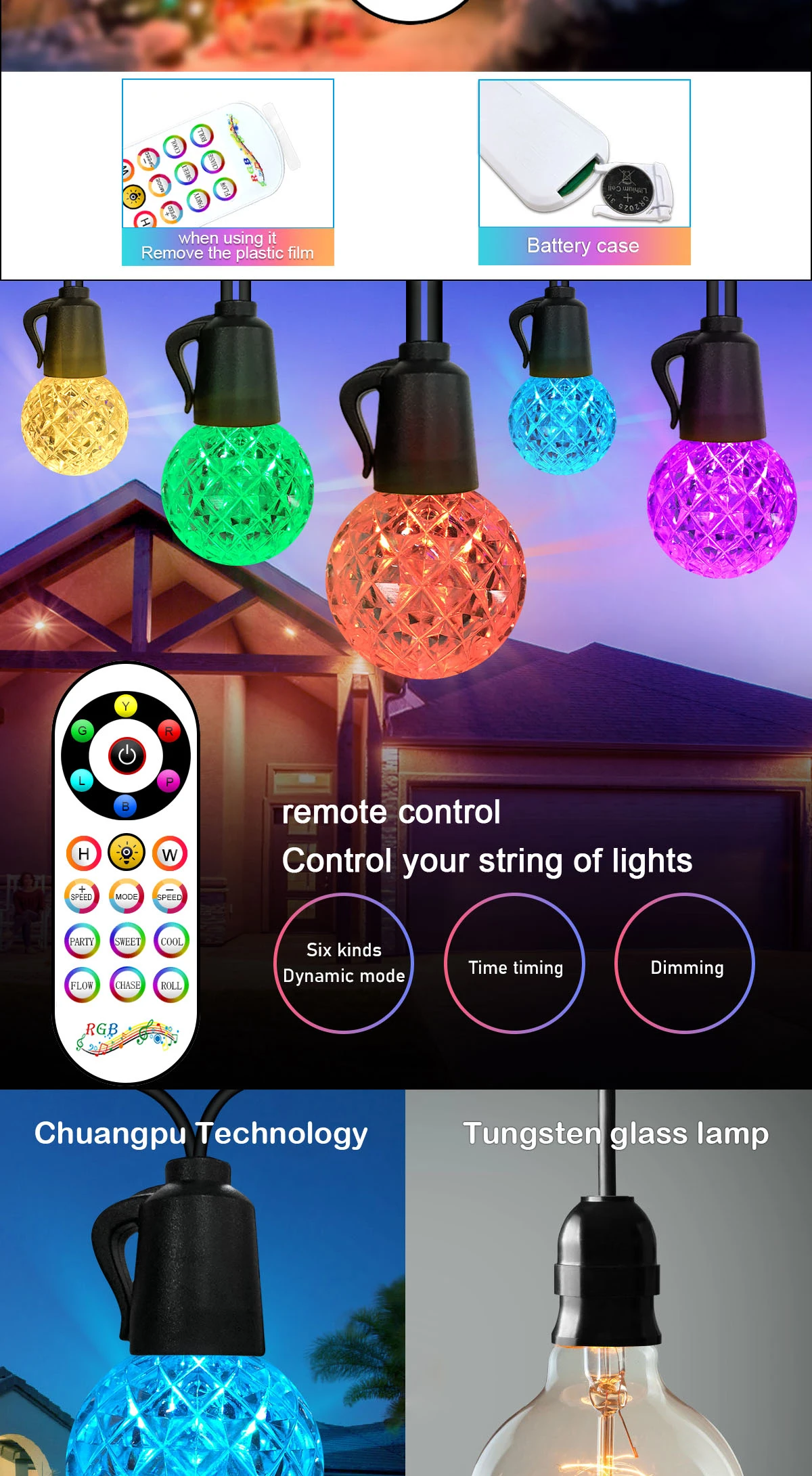 product new outdoor garden rgb colorful round string lights oem indoor christmas tree decoration led string lights712-39