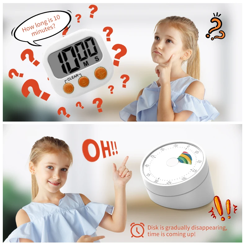 60 Minute Visual Timer Alarm Clock Nonslip Mechanical Task Reminder Countdown Clock for Study Teaching