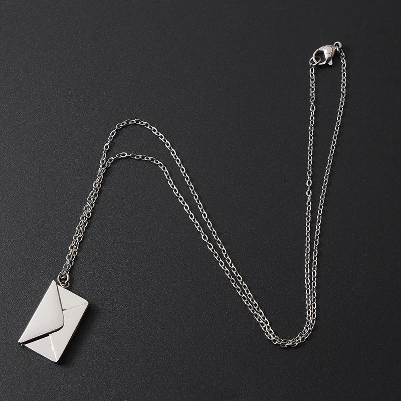 Envelope Pendant Engraved Necklace