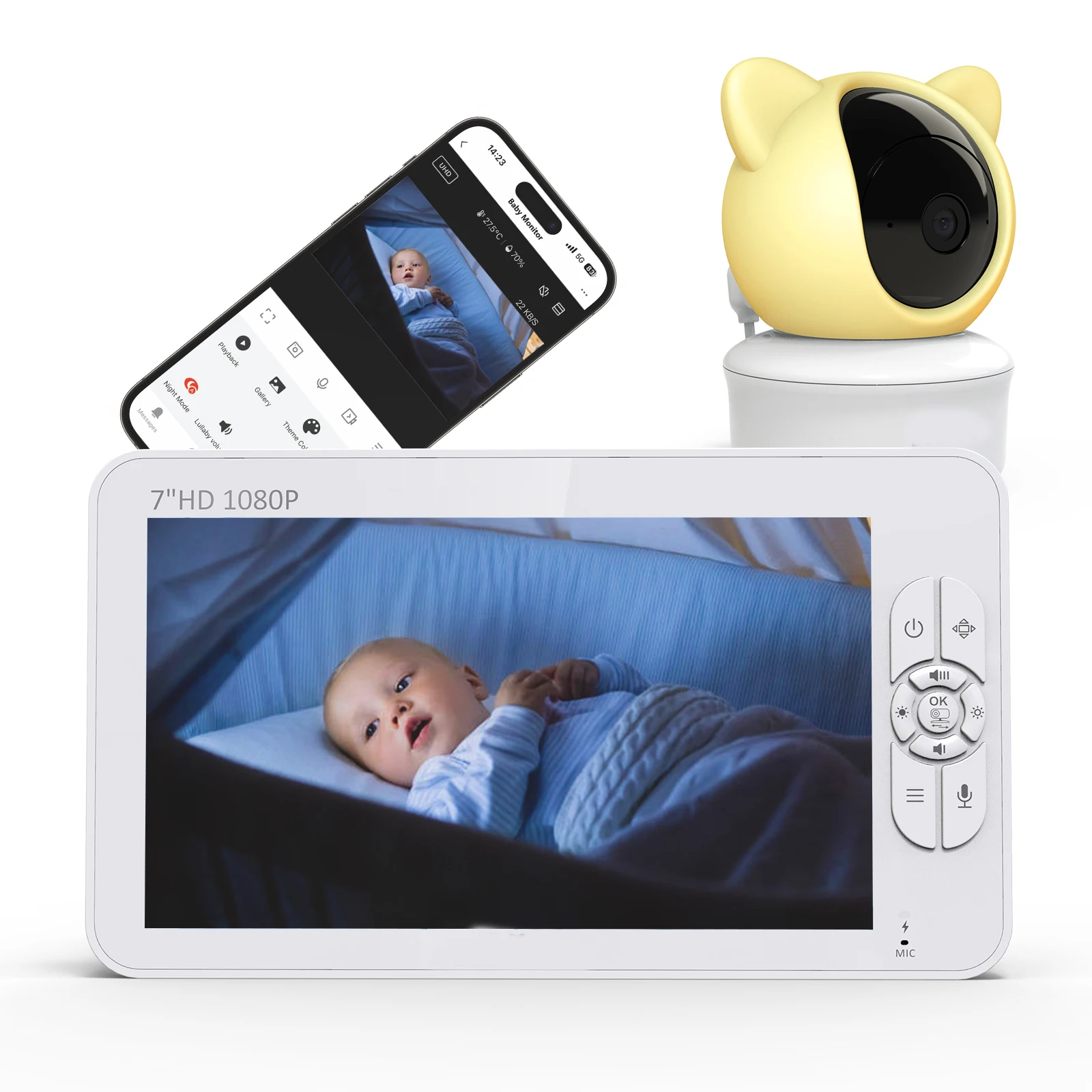 7inch 1080P WiFi Video Smartree New Products Baby Phone Camera Baby Monitor  With Tuya App