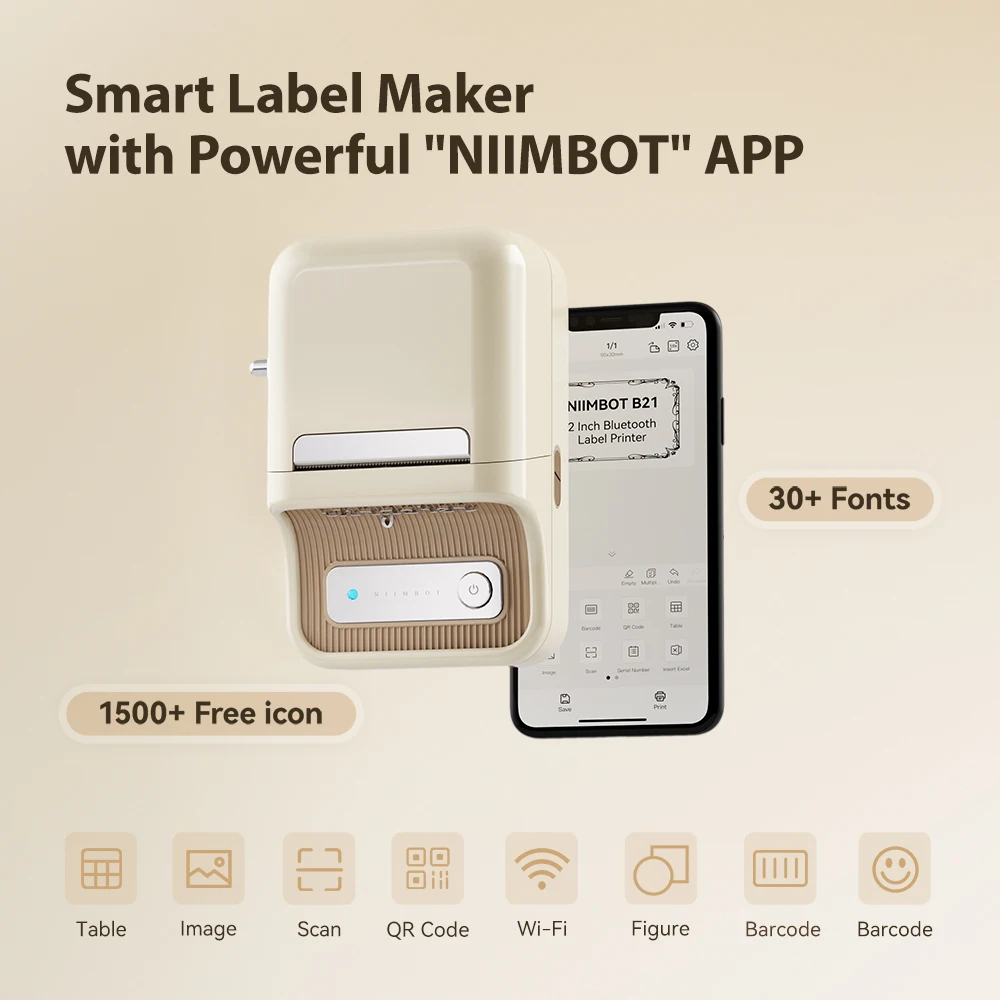 NiiMbot B21 Easy Operated 203dpi Printer Machine Label Thermal Smallest Portable Printer for Jewelry Label