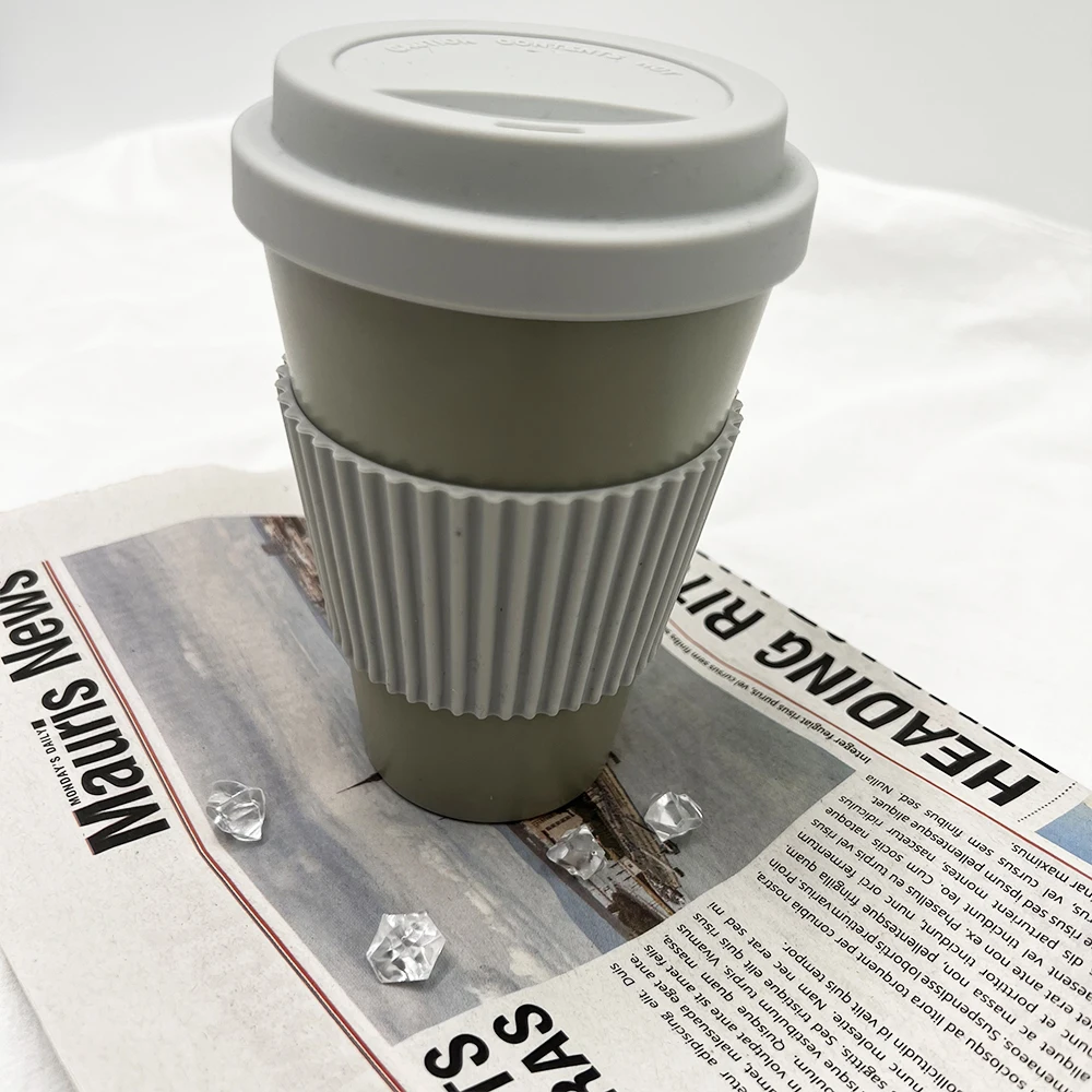 Rpet Ecological Travel Cups With Lid And Sleeve Pink 400ml Eco Friendly