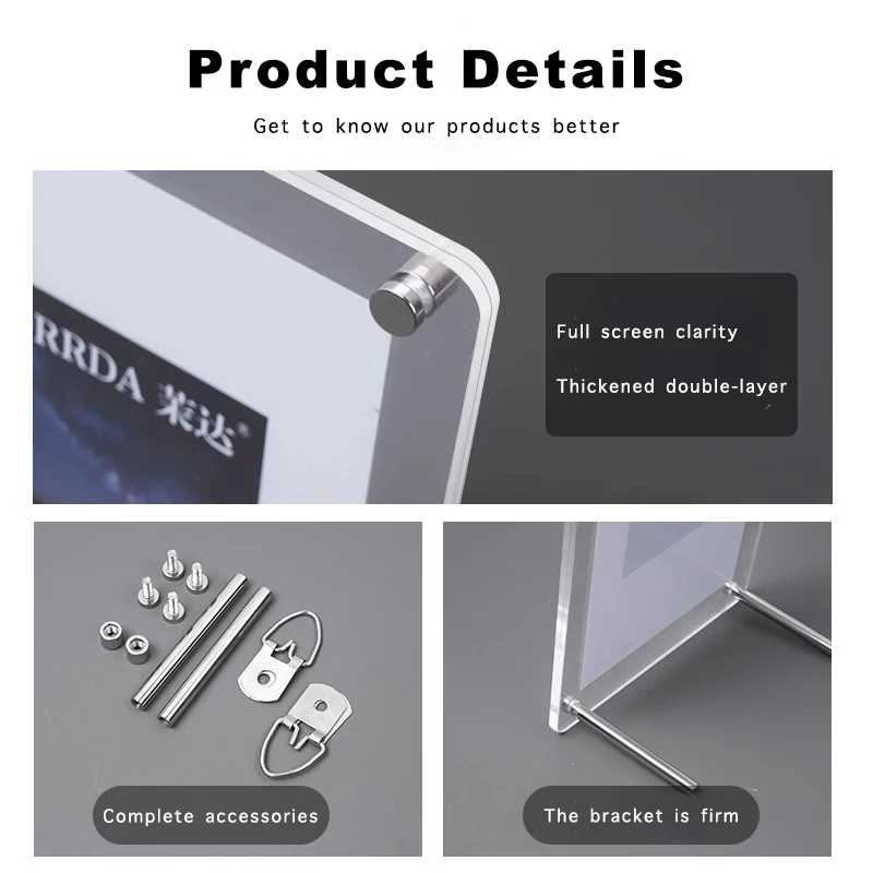 Durable Transparent Acrylic Photo Frame, 5, 6, 7 Inches Postcard Display Stand, Concert Ticket Table Frame, Cardboard Storage