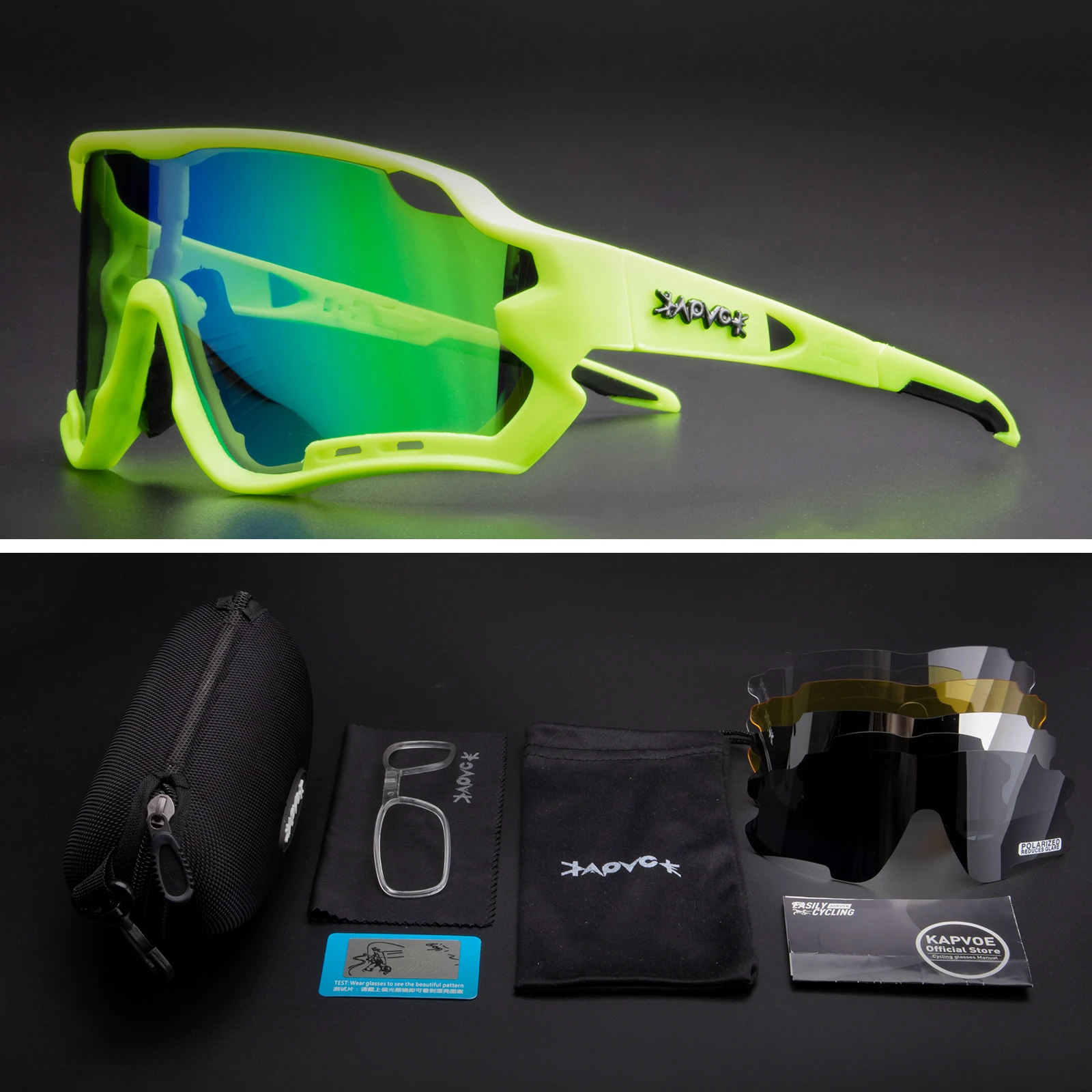 Kapvoe Outdoor Cycling Glasses for Men Polarized Sunglasses MTB
