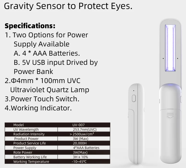 Портативная УФ-дезинфекционная трубка, ультрафиолетовые складные лампы, УФ-свет, стерилизатор