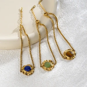 Adjustable Slider Box Chains Bracelet with Coin Stone Casual Sporty Jewelry Charm Accessories Fashionable Sporty Bracelets