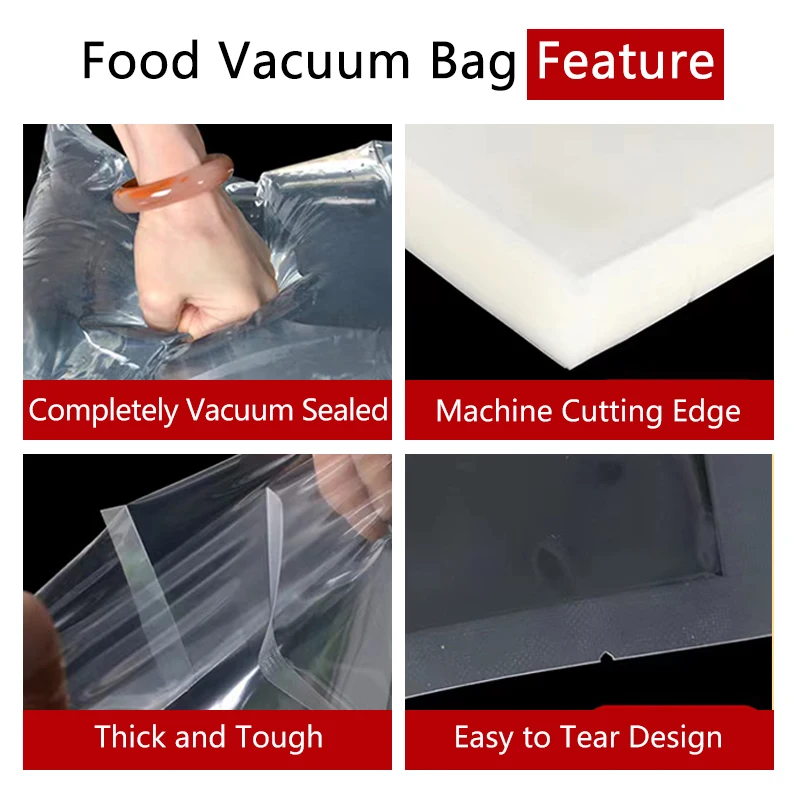 Heavy Duty Transparent Vacuum Embossed Sealer Bags For Food Saver Nylon