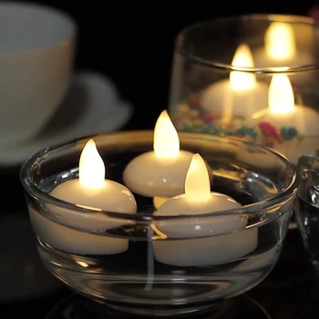 Waterproof Floating led Tea Light Candle Flickering Flameless Water Candle With Battery For Wedding Party Centerpiece