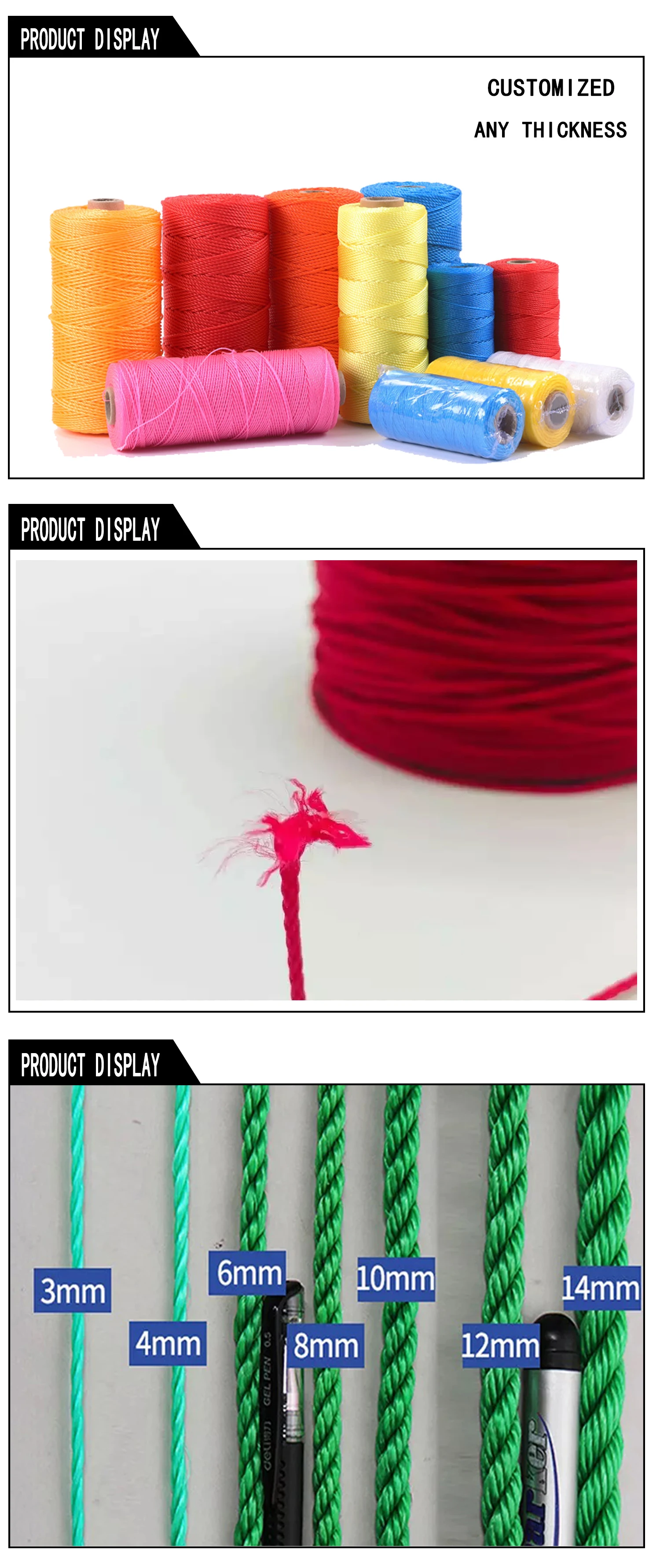 Marine Braid Fishing Rope Net Fishing Twine Pp Polyethylene