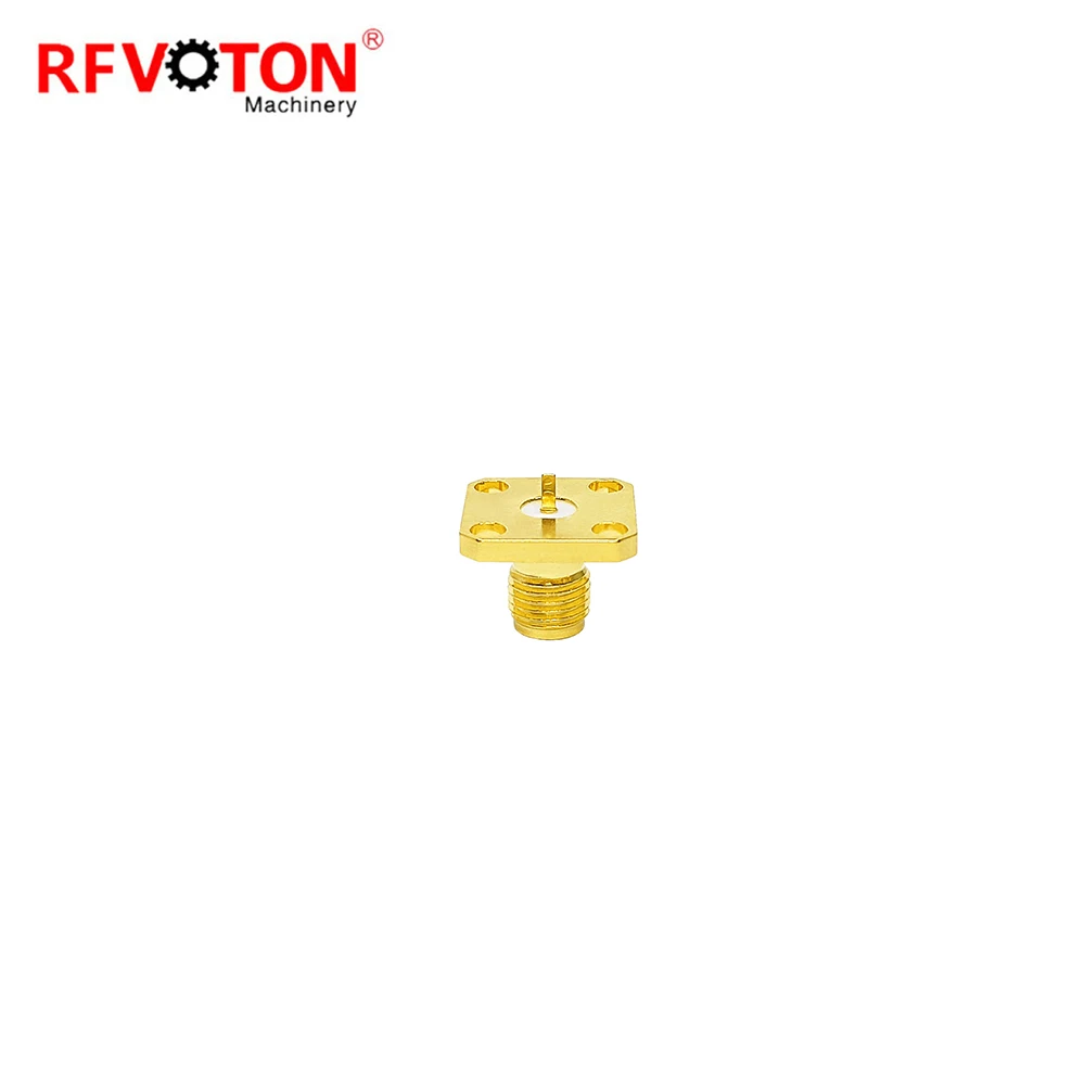 Gold Plated -Female 4 Hole Flange 12.5*12.5 square RF Coaxial Microstrip Solder Connectors