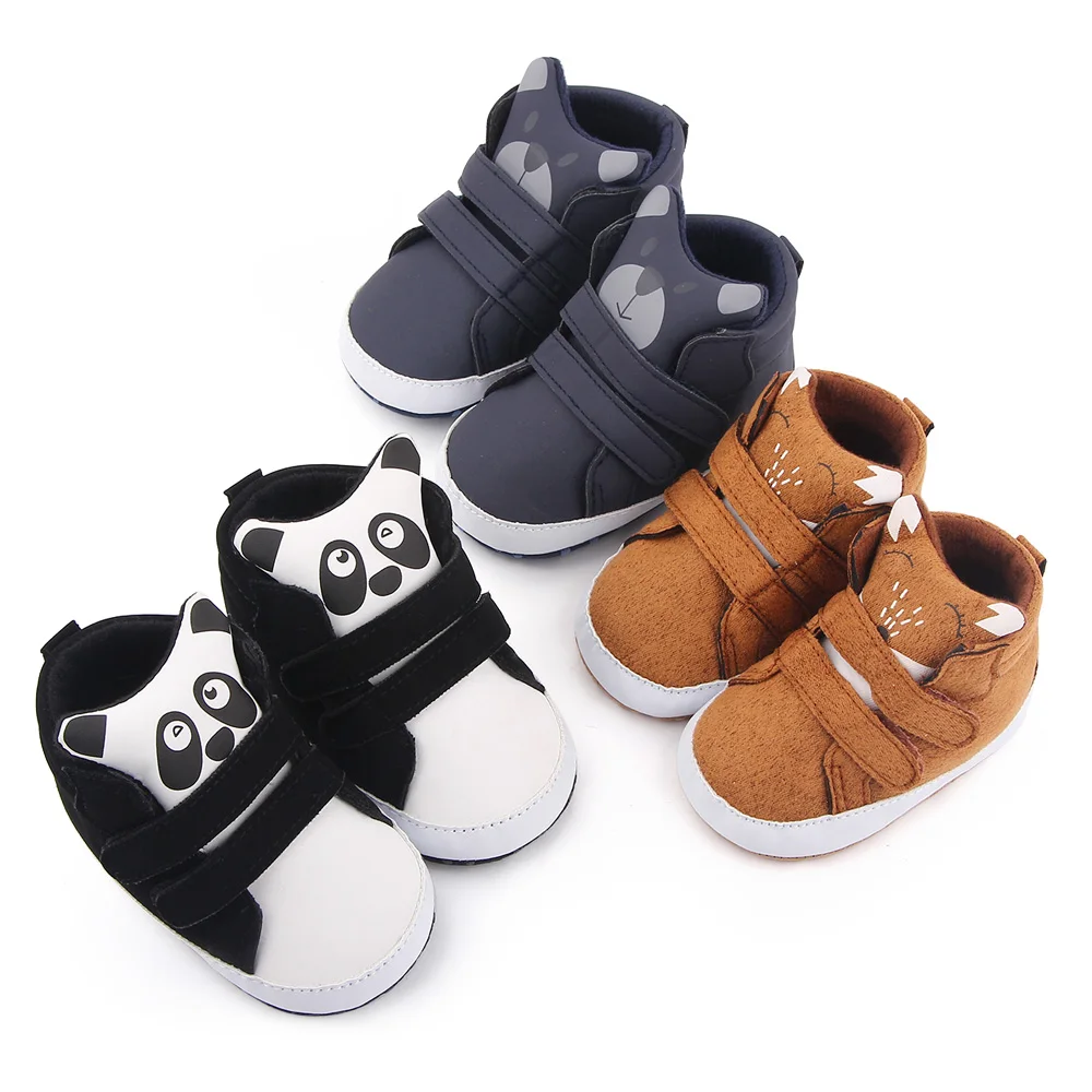 Spring and Autumn Baby Boys Indoor Soft Soled Cute Cartoon Animal Baby High Top Toddler Shoes