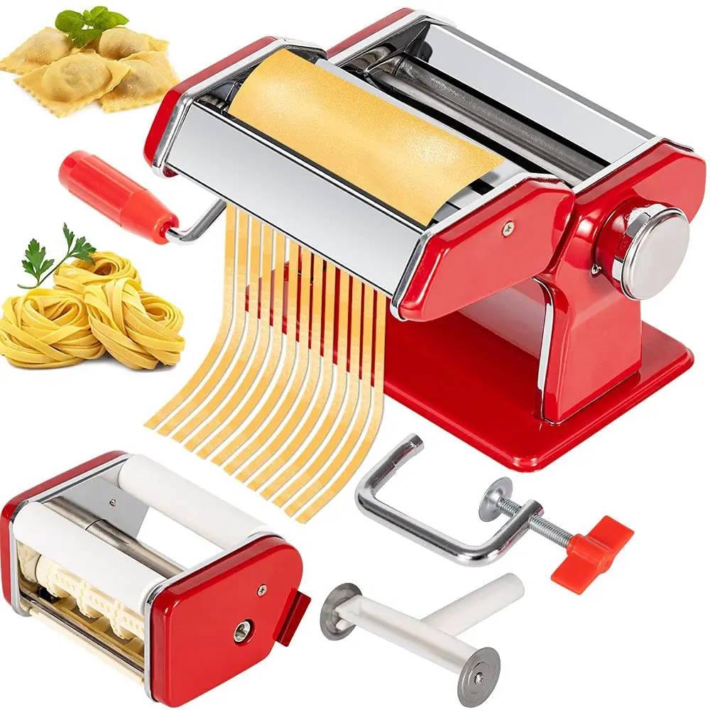 1pc, Pasta Maker Machine, Pasta Maker Machine Hand Cranked Press Noodle  Machine Stainless Steel Roller Cutter Manual Noodle Makers Making Tools