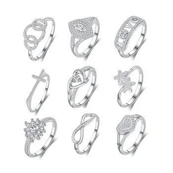 wholesale 925 silver fine jewelry real 925 sterling silver diamond ring luxury 5A zircon 925 silver wedding rings women