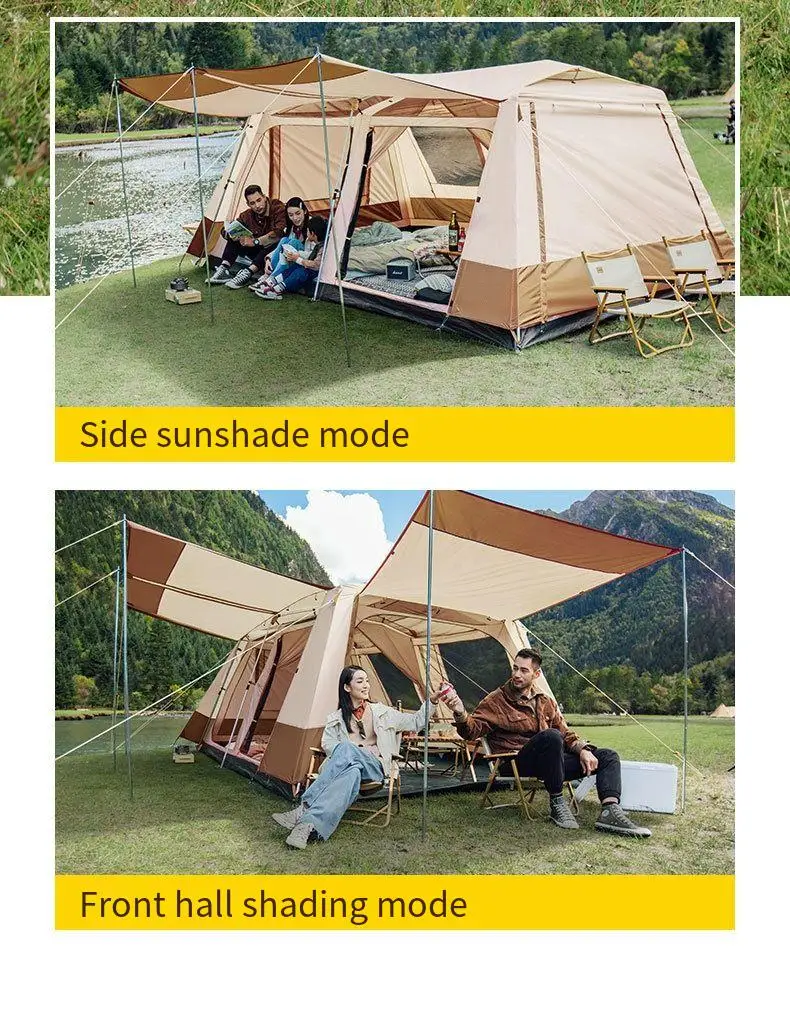 Outdoor Oversized Shelter Glamping Camping Large Double Deck Rain And ...