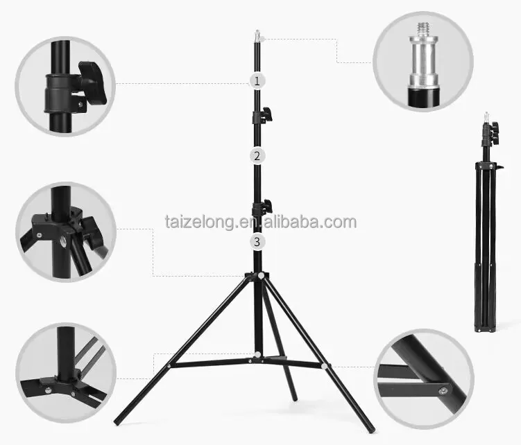 2 Meter Tripod Aluminium Photo Light Stand Three Section Adjustable ...