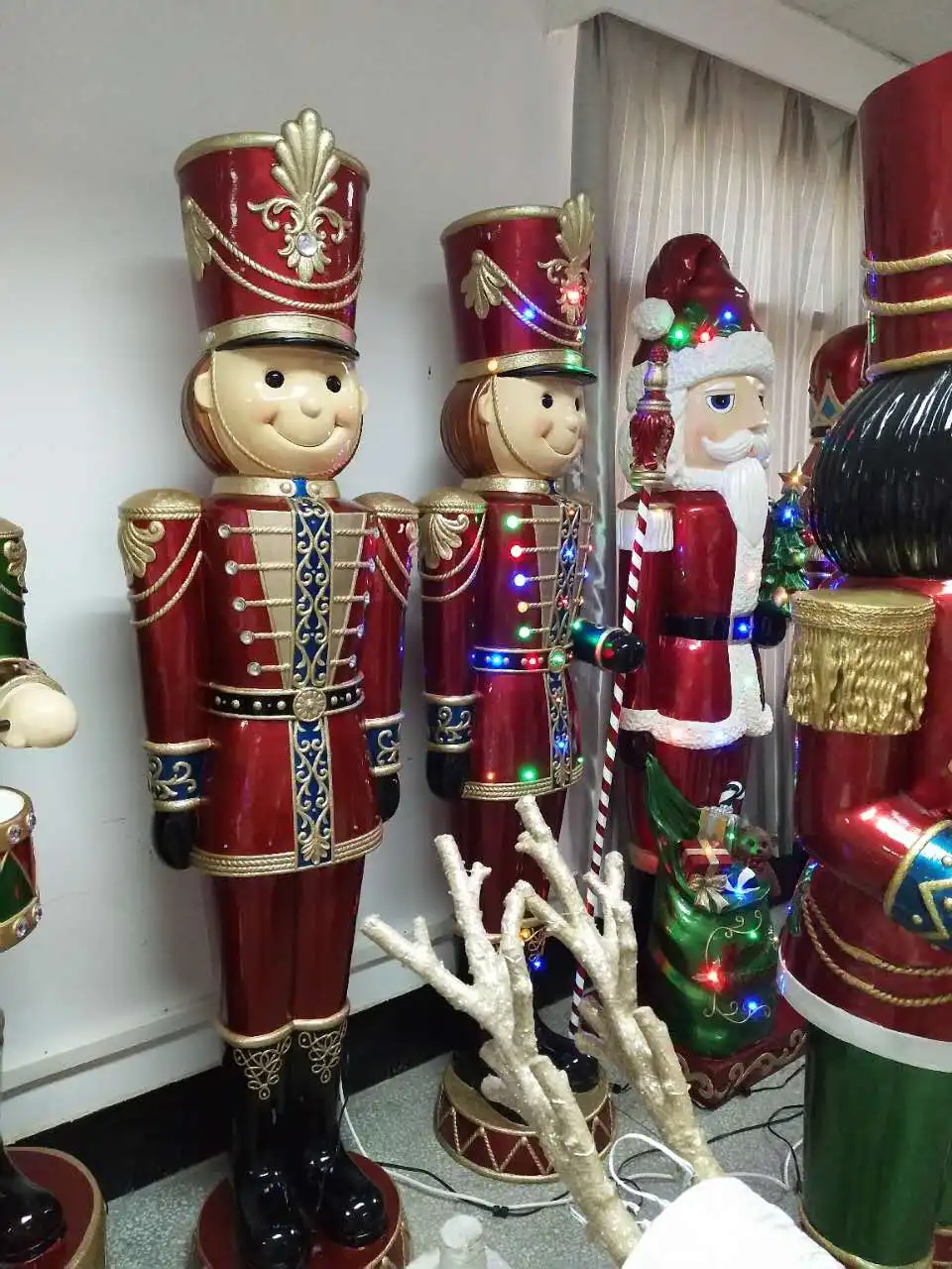 Christmas Life Size Animated Music Resin Statue Figure Ornaments Led Lighted Nutcracker Soldier