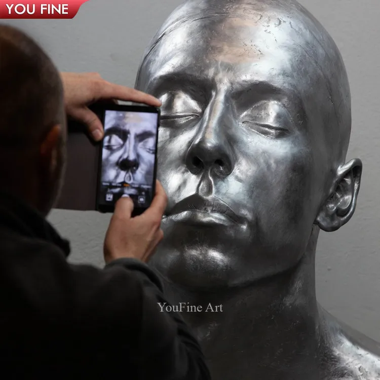 Custom Modern Large Brass Men Bronze Bust Sculpture Big Head Statue