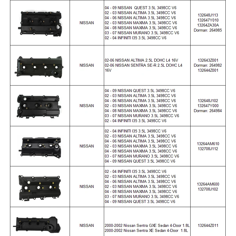 132644Z011 1.8L QG18DE Engine Valve Cover for Nissan Sentra 132644Z011 1.8L QG18DE Engine Valve Cover for Nissan Sentra