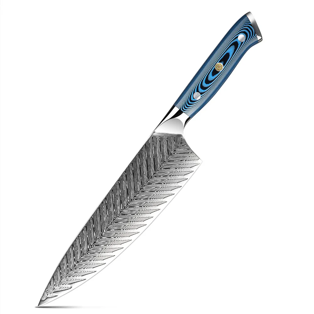 FUJUNI Set Coltelli in Damasco, Lama Estremamente Affilata, Acciaio Damasco VG-10, Manico in Legno d'Ulivo, Confezione Regalo