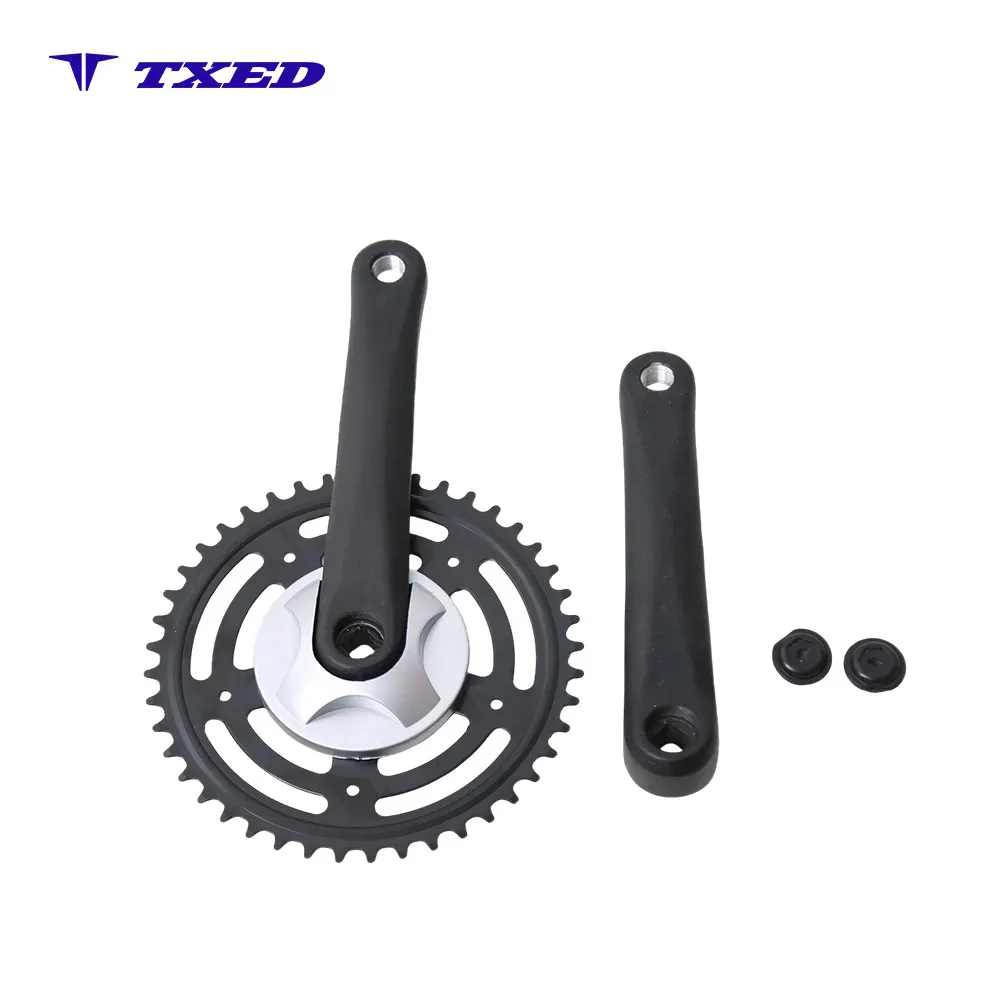 Exercise Bike Crankset Direct Drive 3/32" 44T 170mm Single Speed with Aluminum Material and Silver Chain Guard