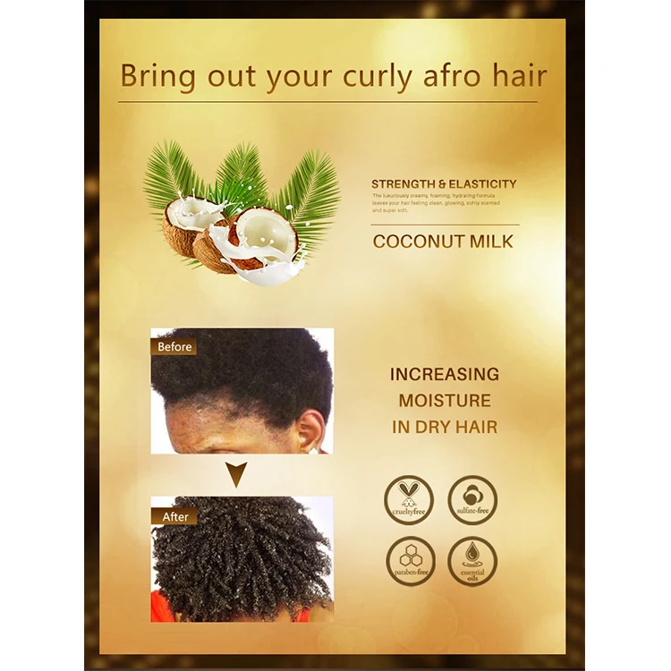 Набор для ухода за волосами из шампуня и кондиционера с индивидуальной этикеткой, товары для гладкого восстановления и увлажнения волос 4C/3C афро