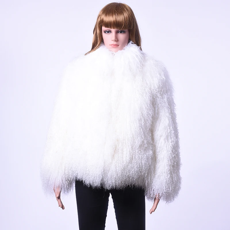 MWFur Woman Fur Coats Woman Winter Warm Fur Clothing For Ladies Fashion Mongolia Sheep Fur Coat Casual Collar