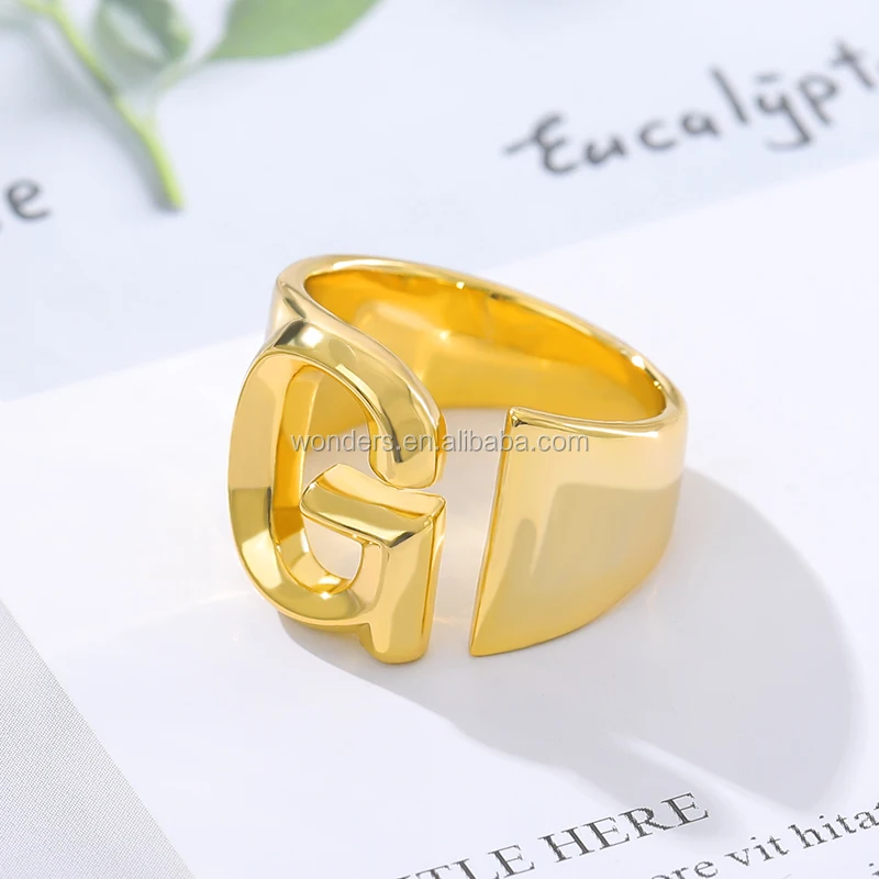 INITIAL RING G - Etsy UK | Initial ring, Gold bracelet for girl, Initial  heart necklace