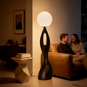 Vintage Floor Lamp Modern Art Luxury Home Decor Modern Human Art Sculpture Ball Holding Floor Lamp  Indoor Outdoor Floor Lights