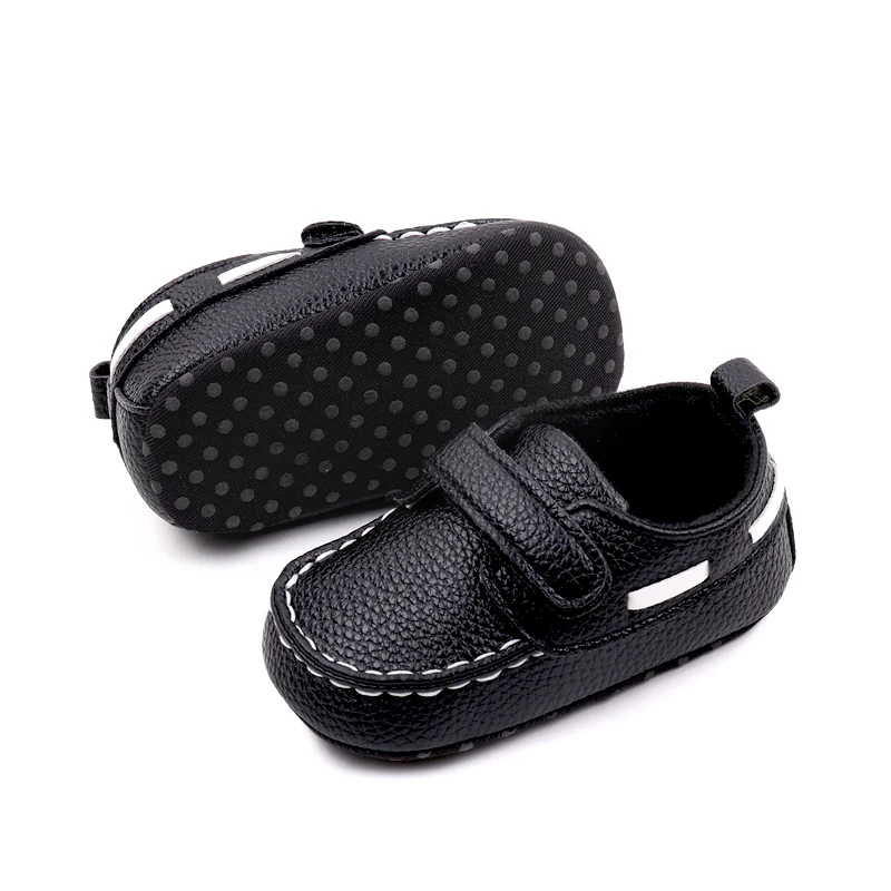 Spring and Autumn Solid Color Leather with Soft Bottom  Baby Toddler Shoes for Boys and Girls factory
