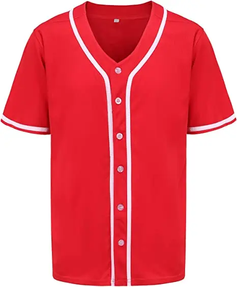 Hat and Beyond Men's Active Baseball Button Down Jersey Sportswear, Size: Large, White