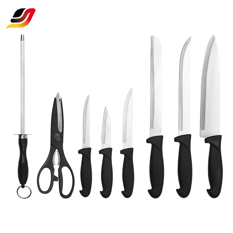 14 Pcs Stainless Steel Block Knife Set With PP Handle  Wooden Block Knife Set Kitchen Knife Set
