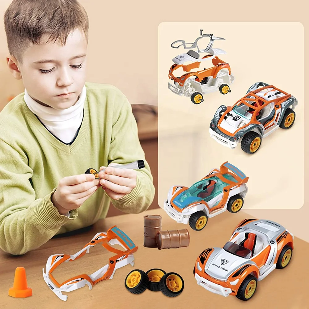 New Design Kids Educational Pull Back Car Diecast Alloy Vehicles Disassembly Toy Model Car with Body Shell Interchangeable