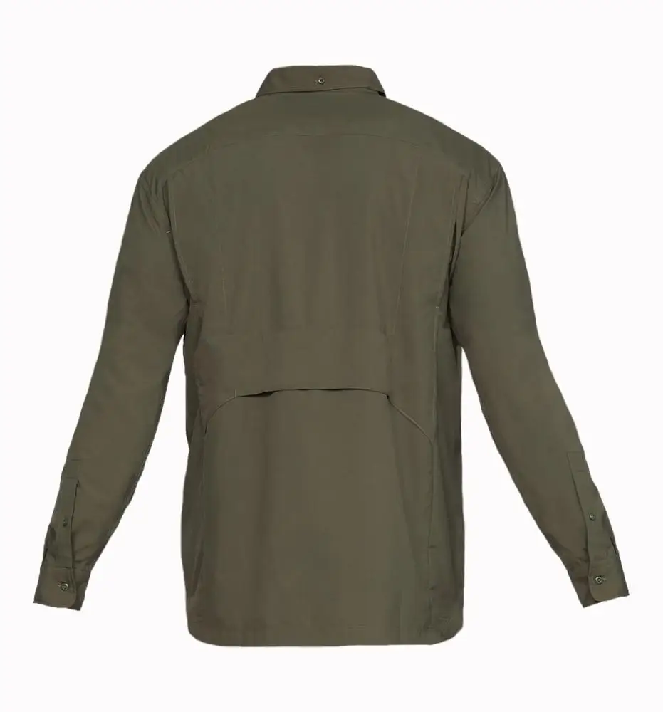 Рубашка рыболовная быстросохнущая армейского зеленого цвета с длинными рукавами и карманами, 100% полиэстер