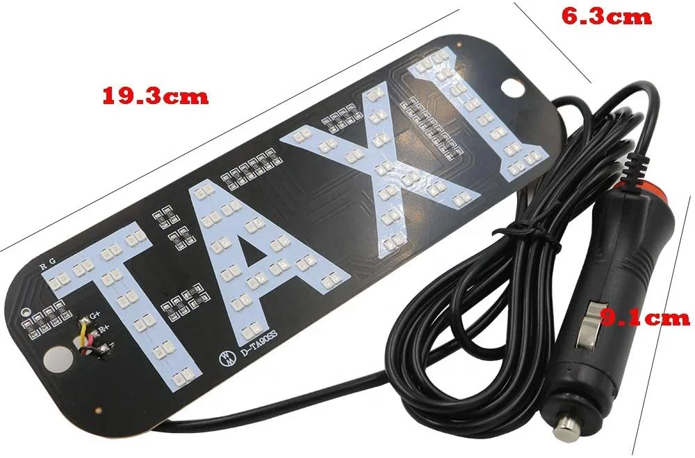 Luce LED Per Taxi Con 2 Colori (Rosso/Verde) - Segnale Luminoso Per Auto Con Inverter 12V E Ventose - Perfetto Per Notturni E Corse