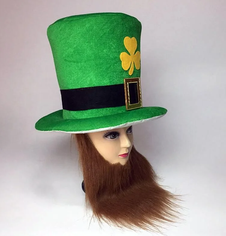 Accessoires Saint Patrick Set, Chapeau Irlandais de Lutin de la Saint- Patrick, Lunettes Shamrock, bart, Kobold Kostüme zum St. Patricks Day, pour St Patricks Day Kostüm, Karneval, Parade Costume