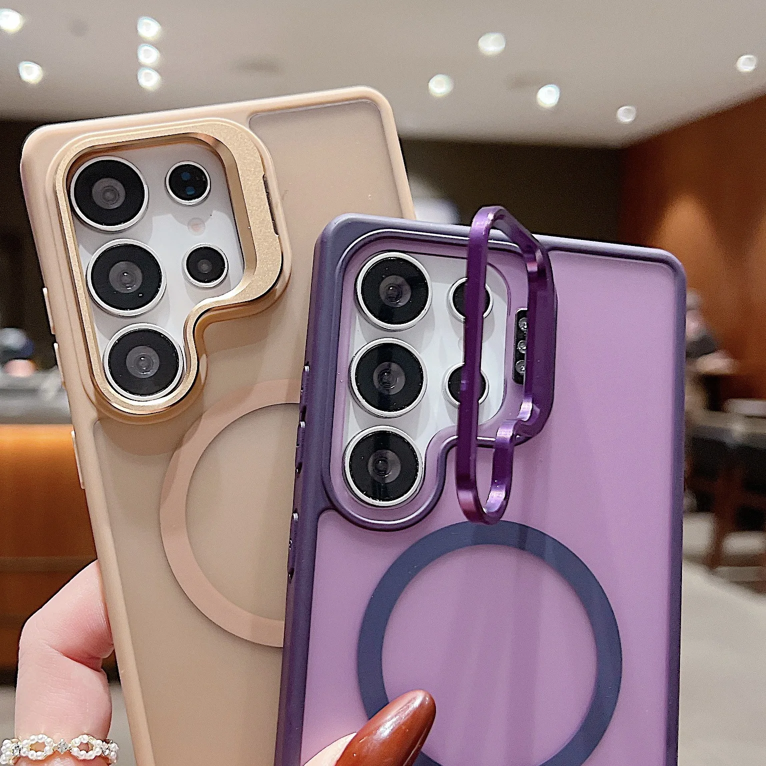 Luxury Wireless Charging Magnetic Matte Colorful Transparent Phone Case for Samsung S23 Ultra S25 Plus S24 FE Protective Cover