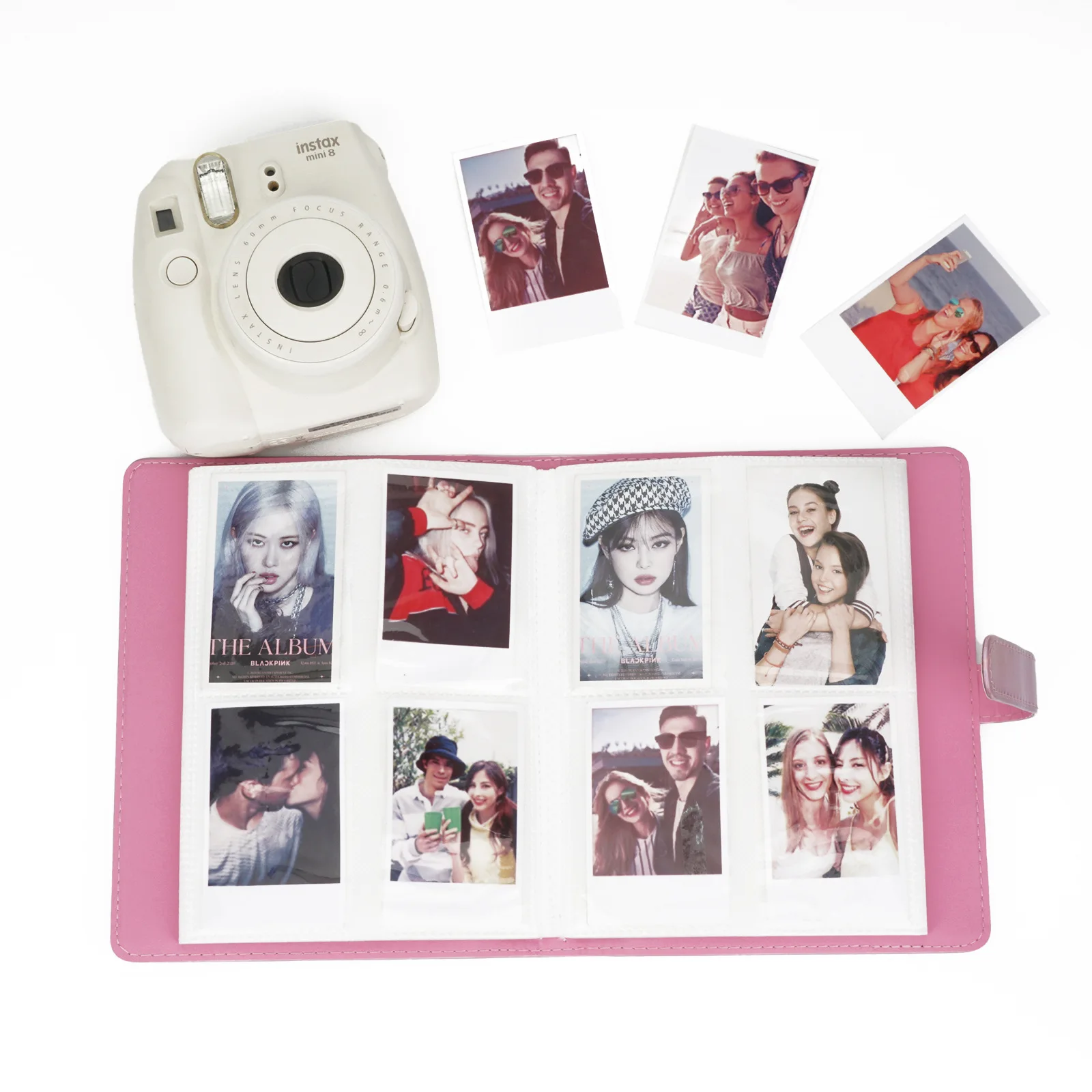 Mini 3 Ring PC Leather Kpop Square Photocard Binder Pastel Colors Pink  Violet Blue White 20 Pocket Refill Pages Sheets