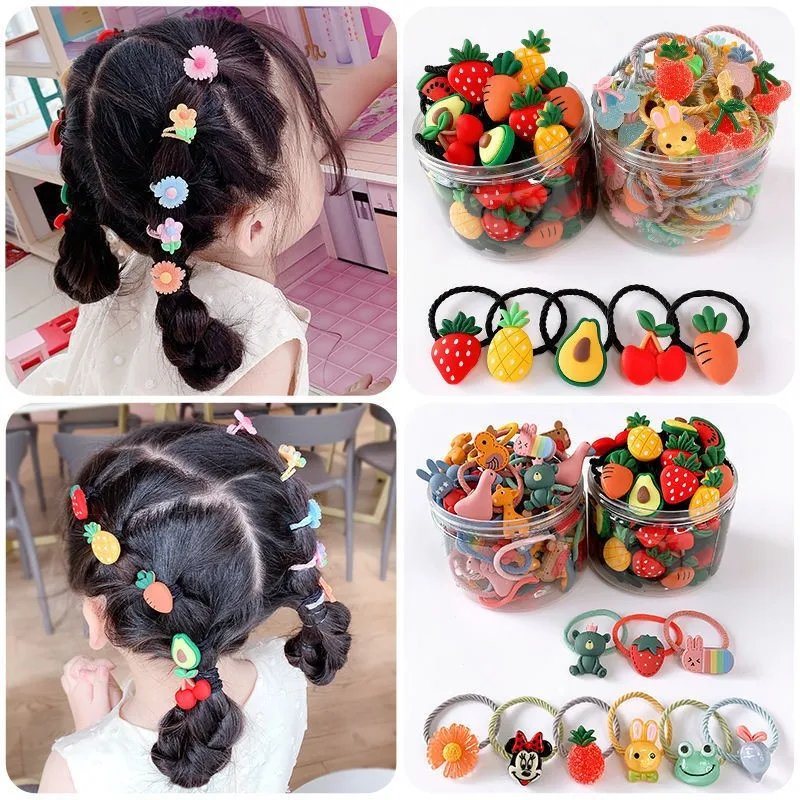 Cute Children Princess Headstring Canned set Combination Fashion Sweet baby flower hair accessories fruit scrunchie