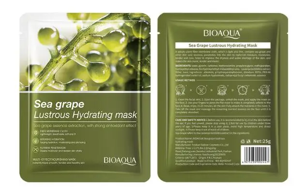 BIOAOUA Shrink Pore Hydrating Moisturizing Caviar Grape Seed Resurrection Grass White Truffle Sea Grapes Face Sheet Mask Face SS