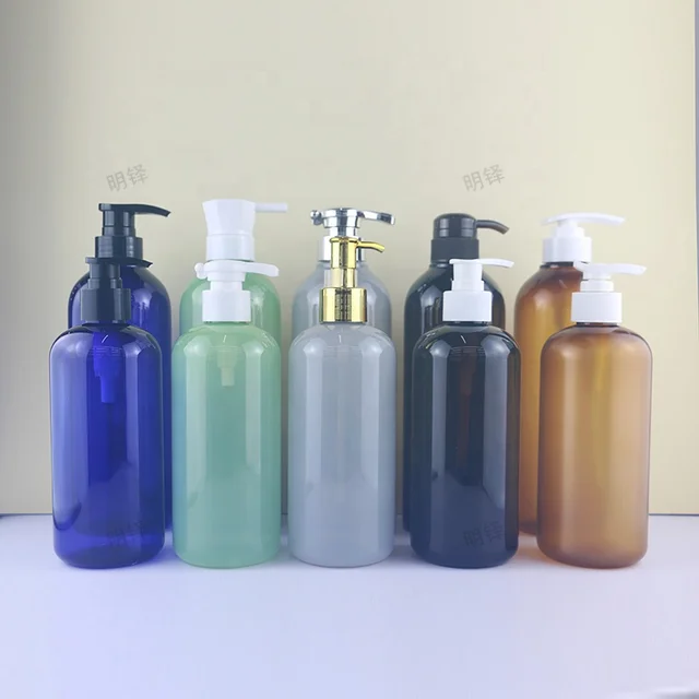 Customized Clear Amber Blue Green PET Boston Round Plastic Bottles for Shampoo Shower Gel Body Wash Lotion Packaging