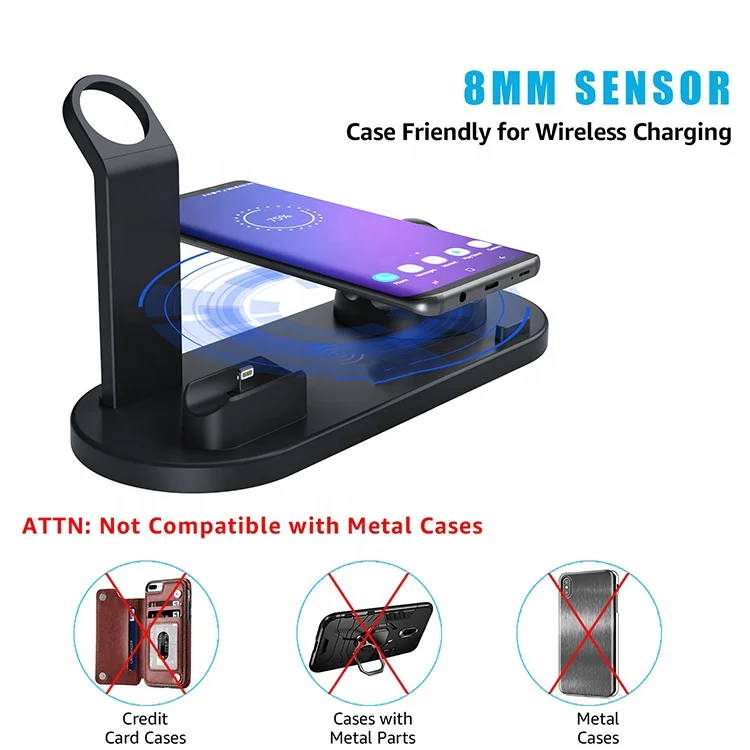 modern wireless charger mental wireless power bank phone mount certificate 4 IN 1portable 15W stand slim thin wireless charger