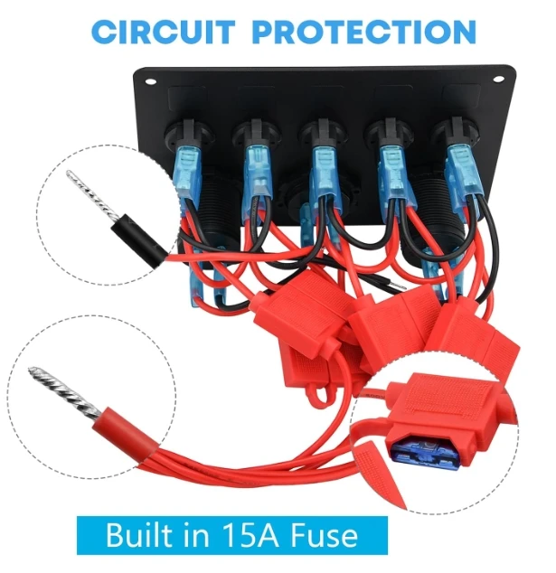 Pannello Interruttore 5 Gang Con Voltmetro E USB PD/QC3.0 - Per Auto E Barche - Foto 13