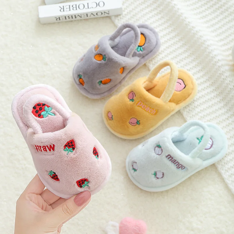 Newest Shoes Furry Slides Slipper Faux Fur Plush Indoor Baby Wears