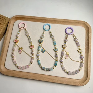 Oriental Gold-Imitated Butterfly Phone Case Chain - Short Blind Box Bead Charm with Auspicious Vibe for Women