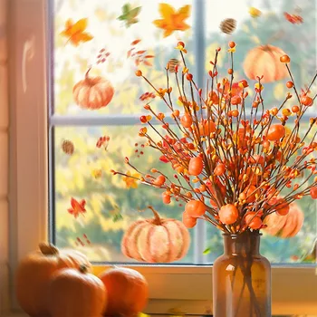 Autumn Harvest Festival Indoor Decorative Flowers Plants Simulation Berry Pumpkin Branch Thanksgiving Halloween Simulated Flower