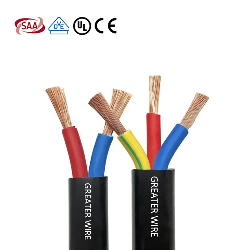 Factory Flexible Cable 2 3 4 5 Core H03VVH2-F H05VVH2-F 4mm 6mm 2.5Sq mm 3 Core Flexible Copper Cable