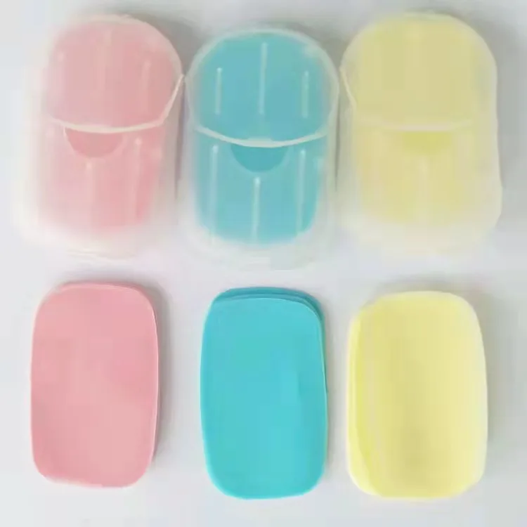 Оптовая торговля OEM 20 шт. дорожные принадлежности портативный мыло для рук листы прозрачные одноразовое мыло мини мыло в виде бумаги