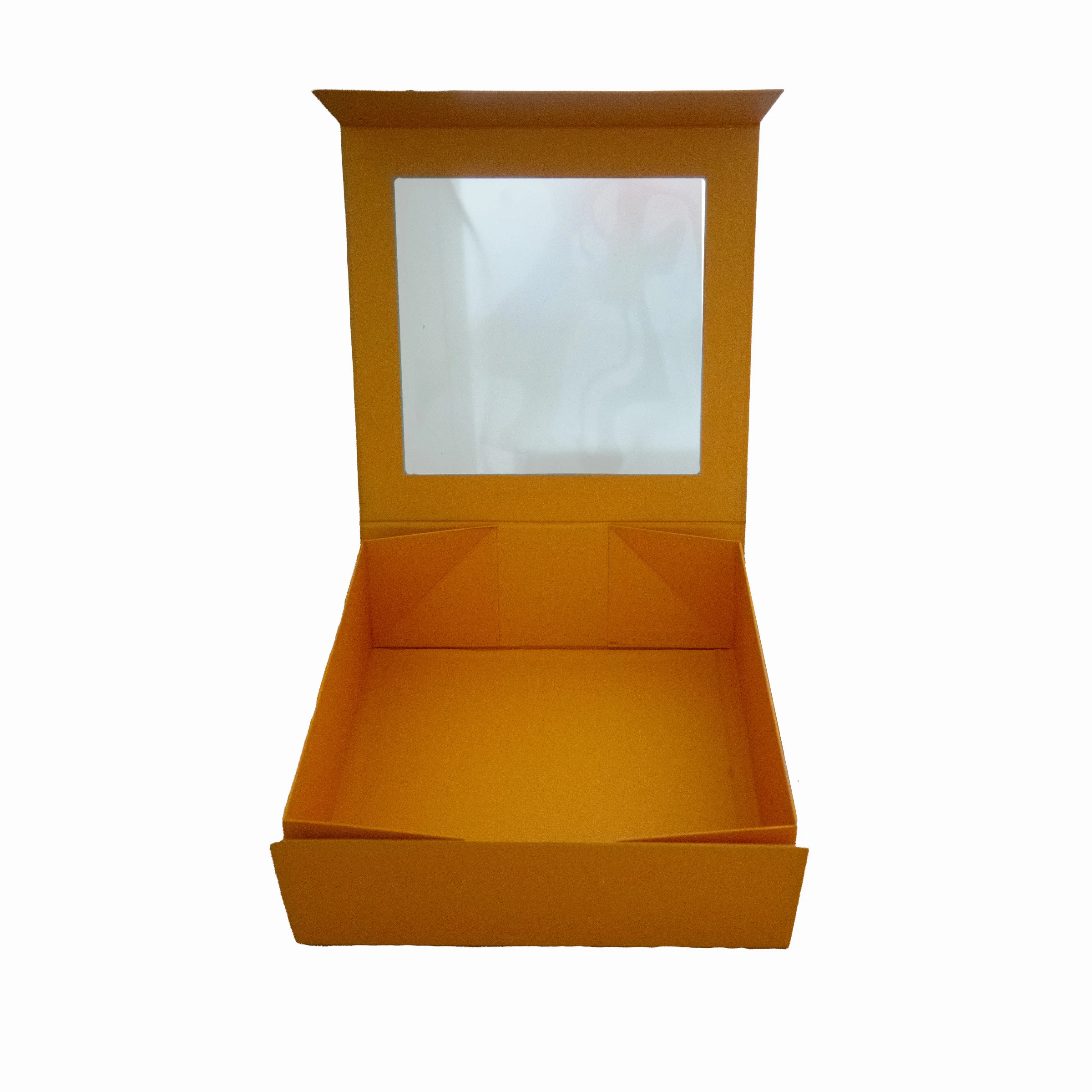 Custom Logo Recycled Rigid Hard Cardboard Luxury Gift Box with Clear PVC Window and Magnetic Closure