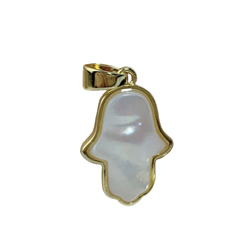 Wholesale fashion MOP jewelry accessories mother of pearl shell hamsa Fatima hand pendant for women