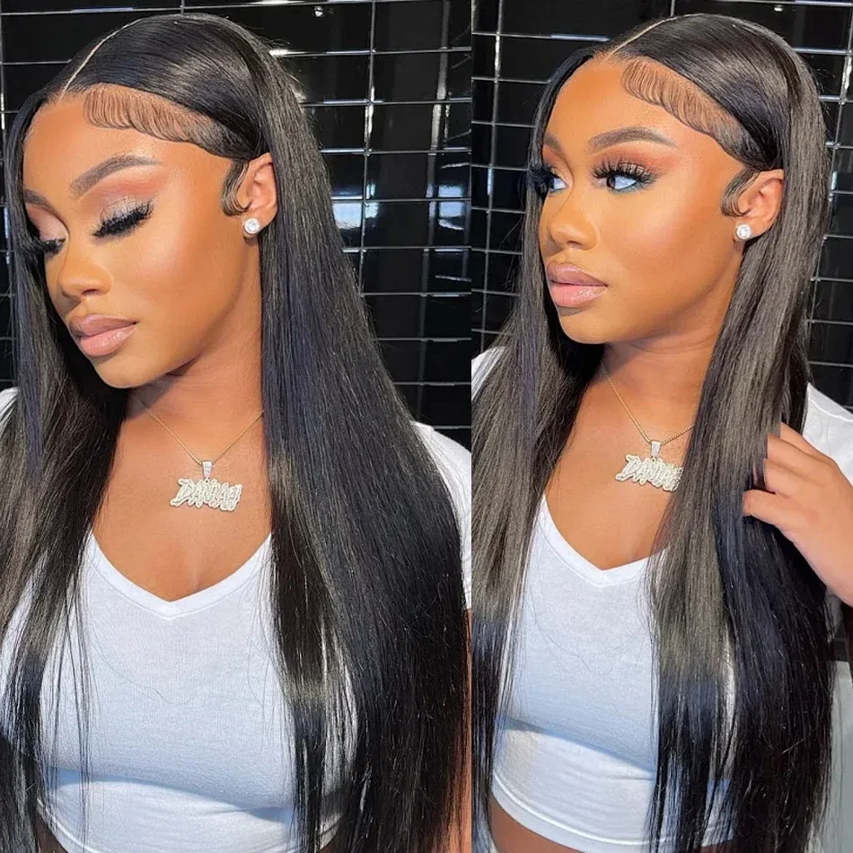 Clip in Hair Extensions Human Hair Brazilian Virgin Natural Straight Seamless Clip ons 1B_voghion.com